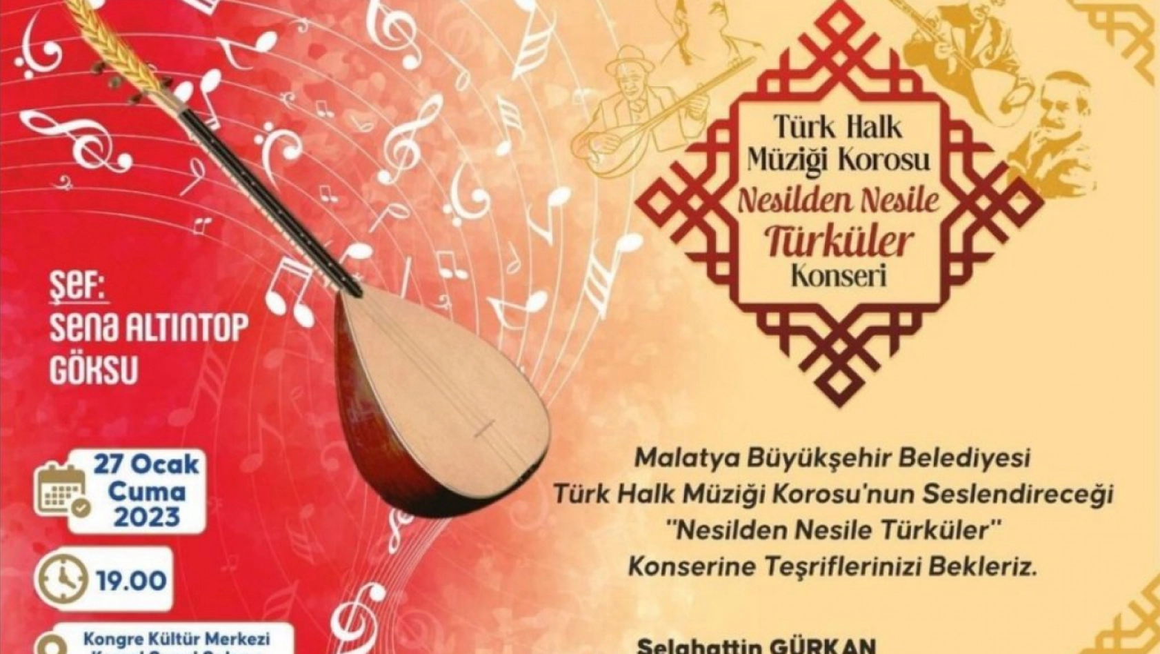 Malatya'da 'Nesilden Nesile Türküler' Konseri düzenlenecek