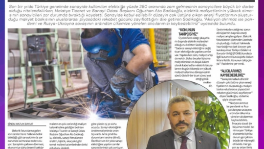 'Sanayi elektriğine indirim talebimizi her platformda gündeme taşıdık'