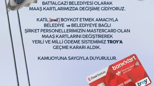 Battalgazi Belediyesi TROY karta geçiyor