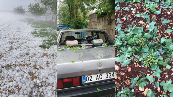 Adıyaman'da dolu nedeniyle araçlar ve fıstık bahçeleri zarar gördü