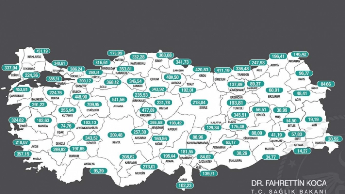 Haftalık vaka haritası açıklandı