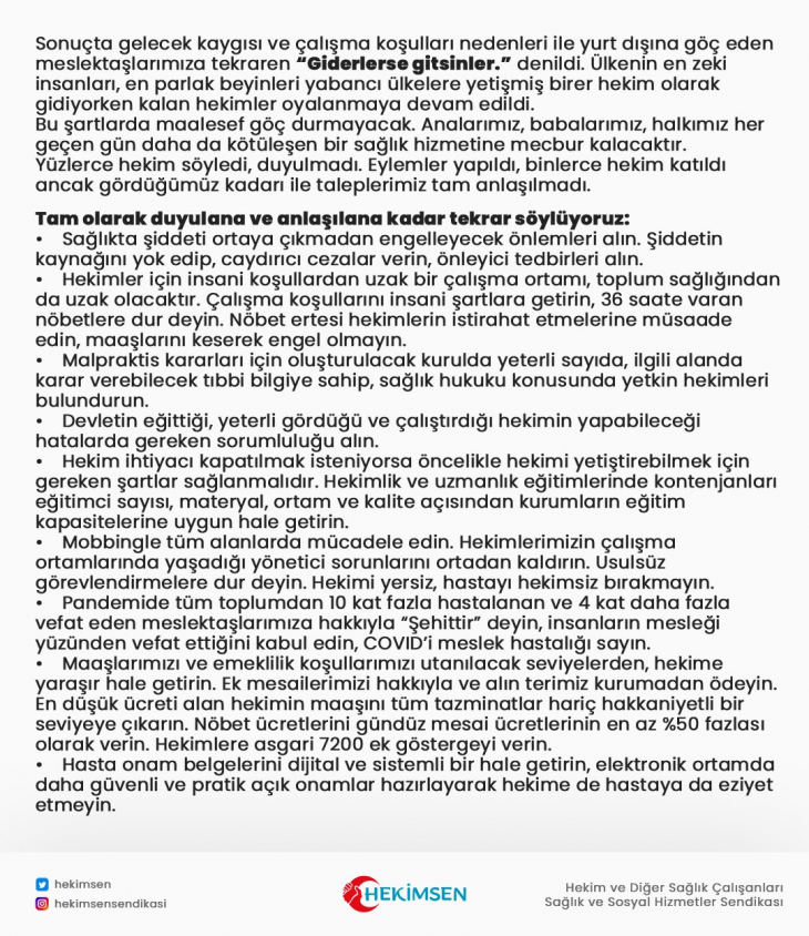 Hekim-Sen üyesi doktorlar yine iş bıraktı